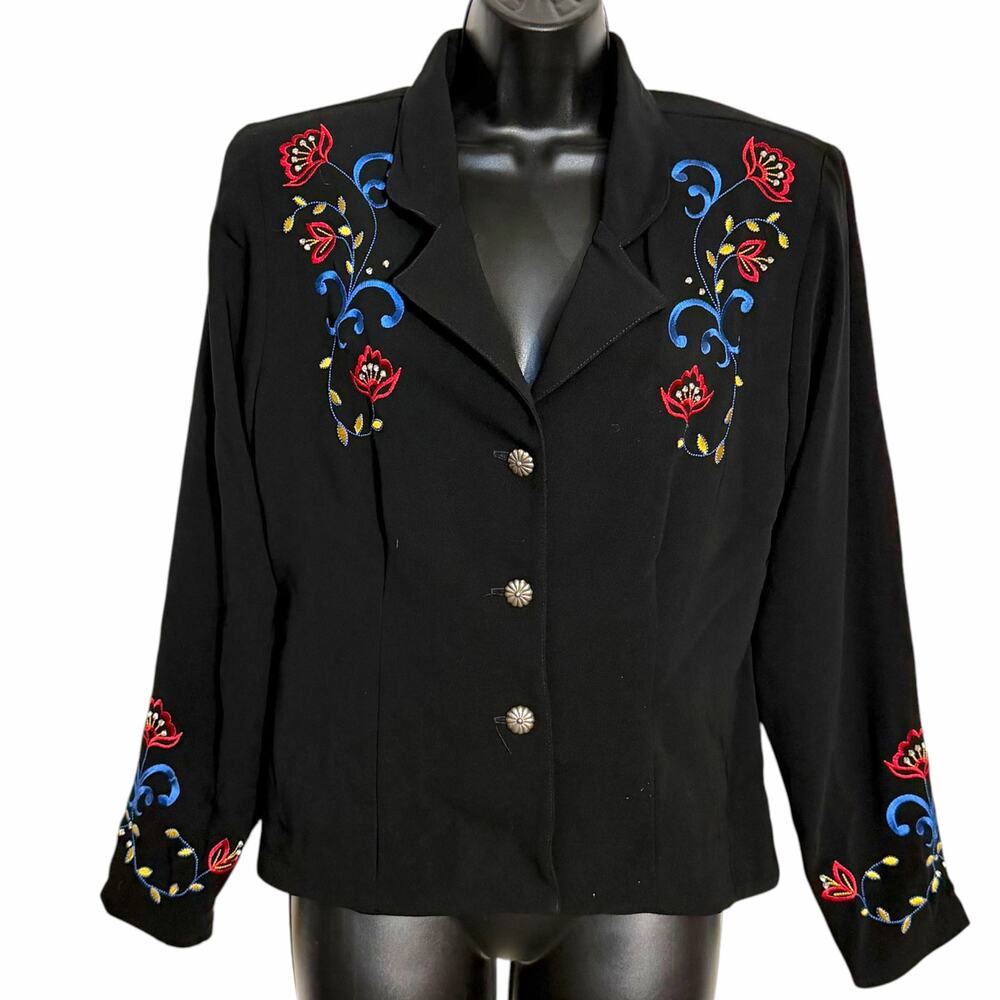 Vintage 90s Saddle Ridge Circle T Western Festival Embroidered Jacket Sz S Boho